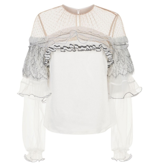 NWT Self Portrait lace frill blouse